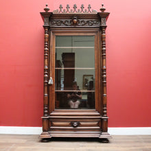 Load image into Gallery viewer, x SOLD - Antique French Walnut and Glass Bookcase or China Cabinet with a Drawer to the Base. B11909
