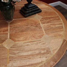 Load image into Gallery viewer, x SOLD Vintage Antique-style Circular Pedestal Dining or Kitchen Table Fruitwood with Marble Inlay. B11538
