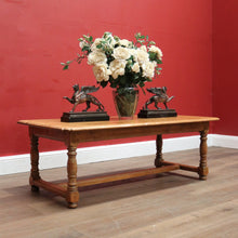 Load image into Gallery viewer, x SOLD Vintage French Oak Turned Leg Coffee Table with Stretcher Base. B11689