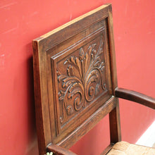 Load image into Gallery viewer, Antique French Hall Chair, an Oak and Rush Seat Carver, Office Chair or Armchair. B11802
