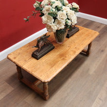 Load image into Gallery viewer, x SOLD Vintage French Oak Turned Leg Coffee Table with Stretcher Base. B11689