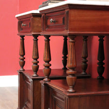 Load image into Gallery viewer, x SOLD Pair of Antique French Bedside Cabinet or Lamp Side Tables with Marble Tops. B11381