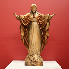 Load image into Gallery viewer, x SOLD A large Gilt Tone Sacred Heart of Jesus Statue, Jesus with out stretched arm, Christ B11521