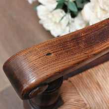 Load image into Gallery viewer, Antique French Hall Chair, an Oak and Rush Seat Carver, Office Chair or Armchair. B11802