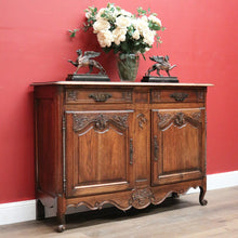 Load image into Gallery viewer, x SOLD Antique French Oak Two Drawer Two Door Narrow Hall Cabinet or Sideboard B11814