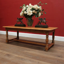 Load image into Gallery viewer, x SOLD Vintage French Oak Turned Leg Coffee Table with Stretcher Base. B11689
