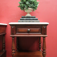 Load image into Gallery viewer, x SOLD Pair of Antique French Bedside Cabinet or Lamp Side Tables with Marble Tops. B11381