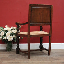 Load image into Gallery viewer, Antique French Hall Chair, an Oak and Rush Seat Carver, Office Chair or Armchair. B11802