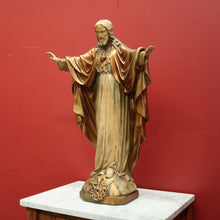 Load image into Gallery viewer, x SOLD A large Gilt Tone Sacred Heart of Jesus Statue, Jesus with out stretched arm, Christ B11521