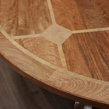 Load image into Gallery viewer, x SOLD Vintage Antique-style Circular Pedestal Dining or Kitchen Table Fruitwood with Marble Inlay. B11538