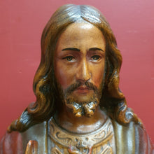 Load image into Gallery viewer, x SOLD Antique Ceramic-Chalk Bust or plaster Sacred Heart of Jesus Statue or Figurine, Home Worship or Devotion. B11723