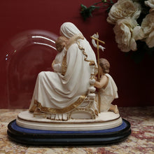 Load image into Gallery viewer, x SOLD Antique Statue under Glass, Our Lady (Mary) holding Our Lord (the Child Jesus) B11548