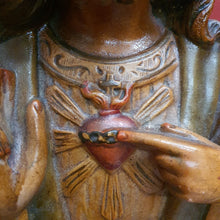Load image into Gallery viewer, x SOLD Antique Ceramic-Chalk Bust or plaster Sacred Heart of Jesus Statue or Figurine, Home Worship or Devotion. B11723