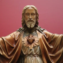 Load image into Gallery viewer, x SOLD A large Gilt Tone Sacred Heart of Jesus Statue, Jesus with out stretched arm, Christ B11521