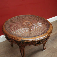 Load image into Gallery viewer, Antique French Oak, Cane and Glass Top Coffee Table, Lamp or Side Table. 1940&#39;s  B11579

