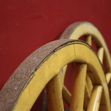 Load image into Gallery viewer, x SOLD A Pair of Antique French Wagon or Cart Wheels, Steel and Timber and a Weathered Charm. B11899