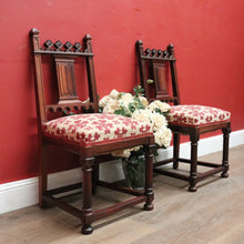 Load image into Gallery viewer, x SOLD A Pair of Antique French church Chairs, Hall Chairs, Rosewood and Fabric Chairs. B11950