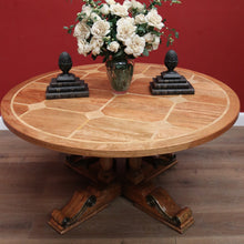 Load image into Gallery viewer, x SOLD Vintage Antique-style Circular Pedestal Dining or Kitchen Table Fruitwood with Marble Inlay. B11538
