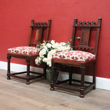 Load image into Gallery viewer, x SOLD A Pair of Antique French church Chairs, Hall Chairs, Rosewood and Fabric Chairs. B11950