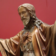 Load image into Gallery viewer, x SOLD A large Gilt Tone Sacred Heart of Jesus Statue, Jesus with out stretched arm, Christ B11521