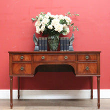 Load image into Gallery viewer, x SOLD Vintage English Desk, or Flame Mahogany Office Desk with Leather Insert Top. B11991