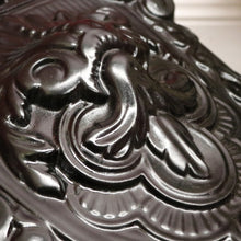 Load image into Gallery viewer, Antique French Cast Iron Coal Scuttle, Fire Kindling Box, Black Enamel. B11651