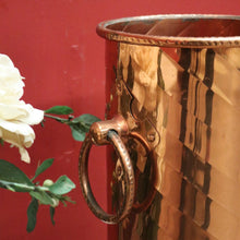 Load image into Gallery viewer, x SOLD Vintage copper Walking Stick or Umbrella Holder with Ring Handles. B11547