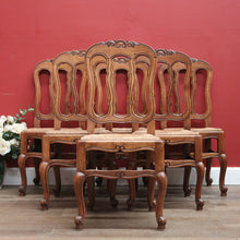 Load image into Gallery viewer, x SOLD A Set of Six Oak and Rush Seat Antique French Chairs, Kitchen or Dining Room. B11549