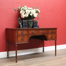 Load image into Gallery viewer, x SOLD Vintage English Desk, or Flame Mahogany Office Desk with Leather Insert Top. B11991