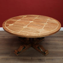 Load image into Gallery viewer, x SOLD Vintage Antique-style Circular Pedestal Dining or Kitchen Table Fruitwood with Marble Inlay. B11538