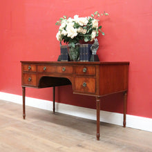Load image into Gallery viewer, x SOLD Vintage English Desk, or Flame Mahogany Office Desk with Leather Insert Top. B11991