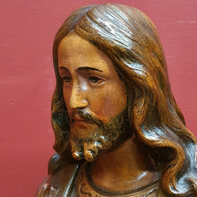 Load image into Gallery viewer, x SOLD Antique Ceramic-Chalk Bust or plaster Sacred Heart of Jesus Statue or Figurine, Home Worship or Devotion. B11723
