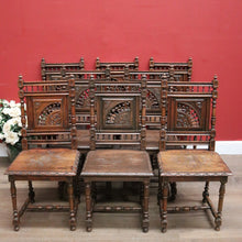 Load image into Gallery viewer, x SOLD Set of 8 Antique French (Brittany) Kitchen or Dining Room Chairs, Finial Detail. B11796