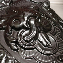 Load image into Gallery viewer, Antique French Cast Iron Coal Scuttle, Fire Kindling Box, Black Enamel. B11651