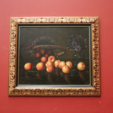 Load image into Gallery viewer, x SOLD Oil on Canvas, Hand-painted Still-life, Peaches, Gilt Frame. Signed to the Bottom Left. B11411