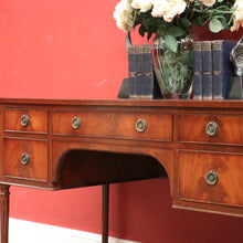 Load image into Gallery viewer, x SOLD Vintage English Desk, or Flame Mahogany Office Desk with Leather Insert Top. B11991