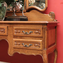 Load image into Gallery viewer, x SOLD French Oak Dressing Table, Mirror Back Five Drawer Desk or Vanity with Mirror. B11472