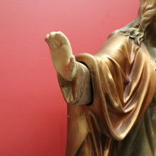 Load image into Gallery viewer, x SOLD A large Gilt Tone Sacred Heart of Jesus Statue, Jesus with out stretched arm, Christ B11521