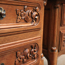 Load image into Gallery viewer, x SOLD Pair of Antique French Oak Lamp Table, Two-drawer Bedside Cabinets or Hall Tables. B11554