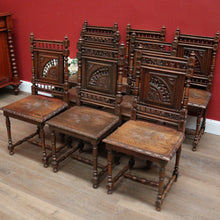 Load image into Gallery viewer, x SOLD Set of 8 Antique French (Brittany) Kitchen or Dining Room Chairs, Finial Detail. B11796
