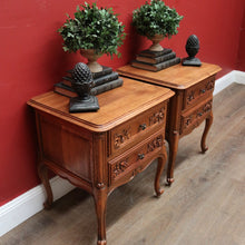 Load image into Gallery viewer, x SOLD Pair of Antique French Oak Lamp Table, Two-drawer Bedside Cabinets or Hall Tables. B11554