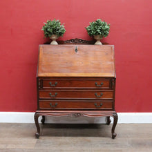 Load image into Gallery viewer, Vintage Australian Cedar Writing Bureau with Drawers and Cabriole Legs. B13137