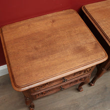 Load image into Gallery viewer, x SOLD Pair of Antique French Oak Lamp Table, Two-drawer Bedside Cabinets or Hall Tables. B11554