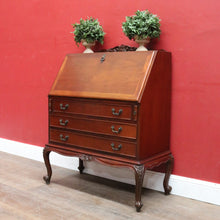 Load image into Gallery viewer, Vintage Australian Cedar Writing Bureau with Drawers and Cabriole Legs. B13137