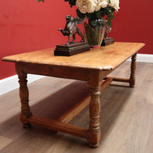 Load image into Gallery viewer, x SOLD Vintage French Oak Turned Leg Coffee Table with Stretcher Base. B11689