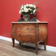 Load image into Gallery viewer, x SOLD Antique French Chest of Drawers, Walnut and Marble, Brass Handle 2-drawer Hall Cabinet Chest. B11699