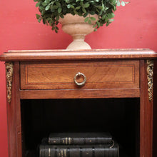Load image into Gallery viewer, x SOLD A Pair of Antique French Bedside Cabinets or Lamp or Side Tables, Mahogany and Marble. B11961