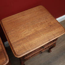 Load image into Gallery viewer, x SOLD Pair of Antique French Oak Lamp Table, Two-drawer Bedside Cabinets or Hall Tables. B11554