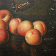 Load image into Gallery viewer, x SOLD Oil on Canvas, Hand-painted Still-life, Peaches, Gilt Frame. Signed to the Bottom Left. B11411