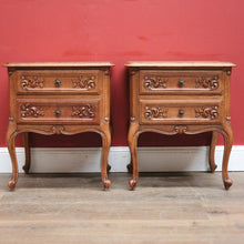 Load image into Gallery viewer, x SOLD Pair of Antique French Oak Lamp Table, Two-drawer Bedside Cabinets or Hall Tables. B11554
